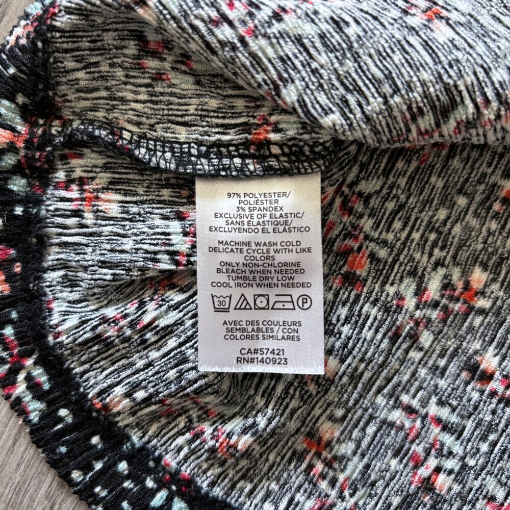 LOFT Vine Smocked Mock Neck Top Womens Medium Twee Dark Floral Cottagecore - Picture 13 of 15